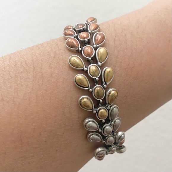 Retired LUCKY BRAND Tricolor Teardrop Link Bracelet 38.1g - Picture 12 of 12